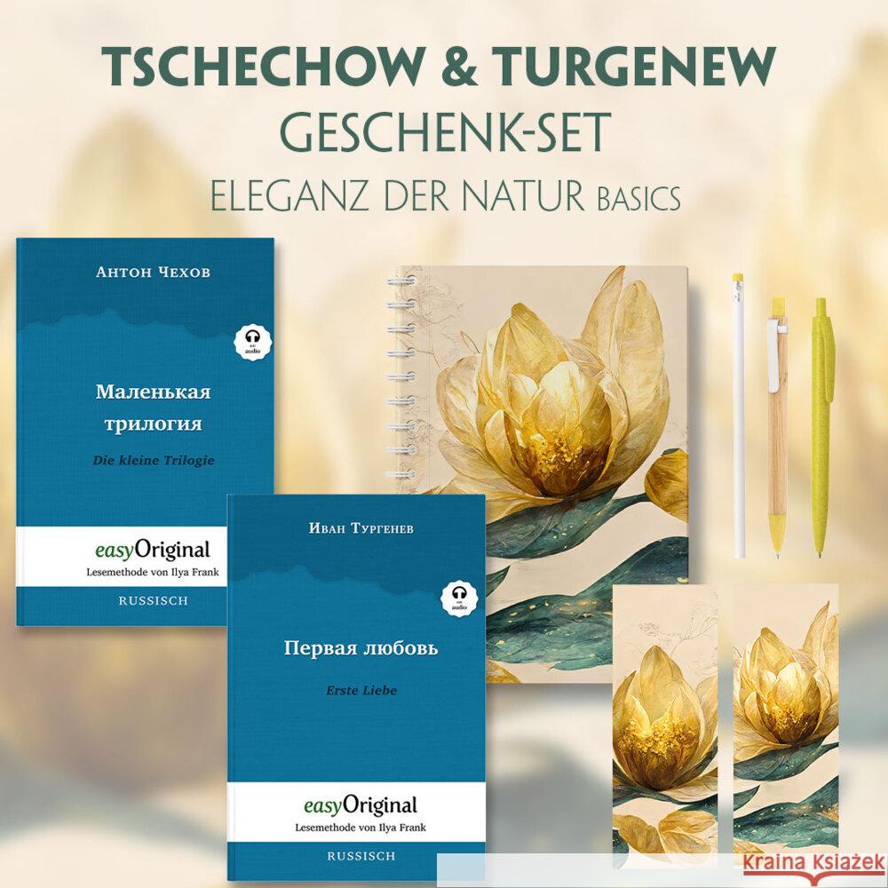 Tschechow & Turgenew Geschenkset - 2 Bücher (Hardcover mit Audio-Online) + Eleganz der Natur Schreibset Basics, m. 2 Beilage, m. 2 Buch Tschechow, Anton Pawlowitsch, Turgenew, Iwan 9783991680567 EasyOriginal