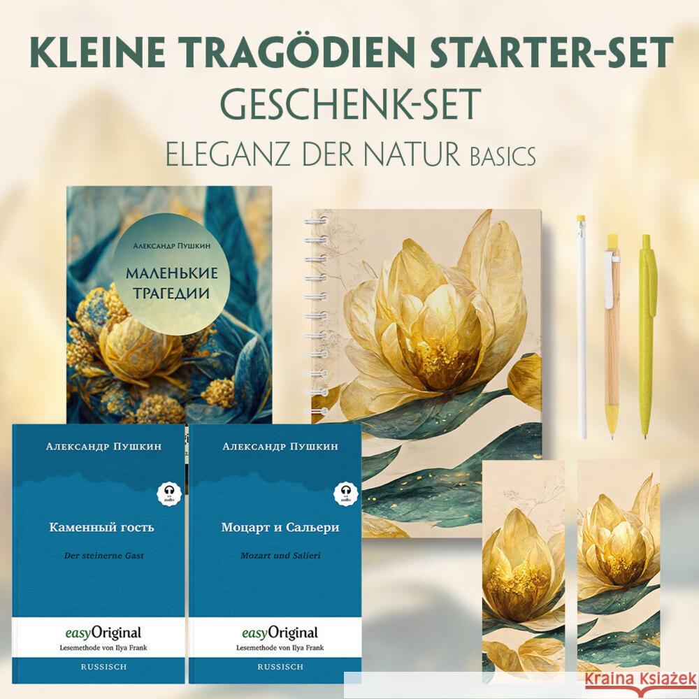 Kleine Tragödien Starter-Paket Geschenkset - 3 Bücher (mit Audio-Online) + Eleganz der Natur Schreibset Basics, m. 3 Beilage, m. 3 Buch Puschkin, Alexander 9783991680642 EasyOriginal