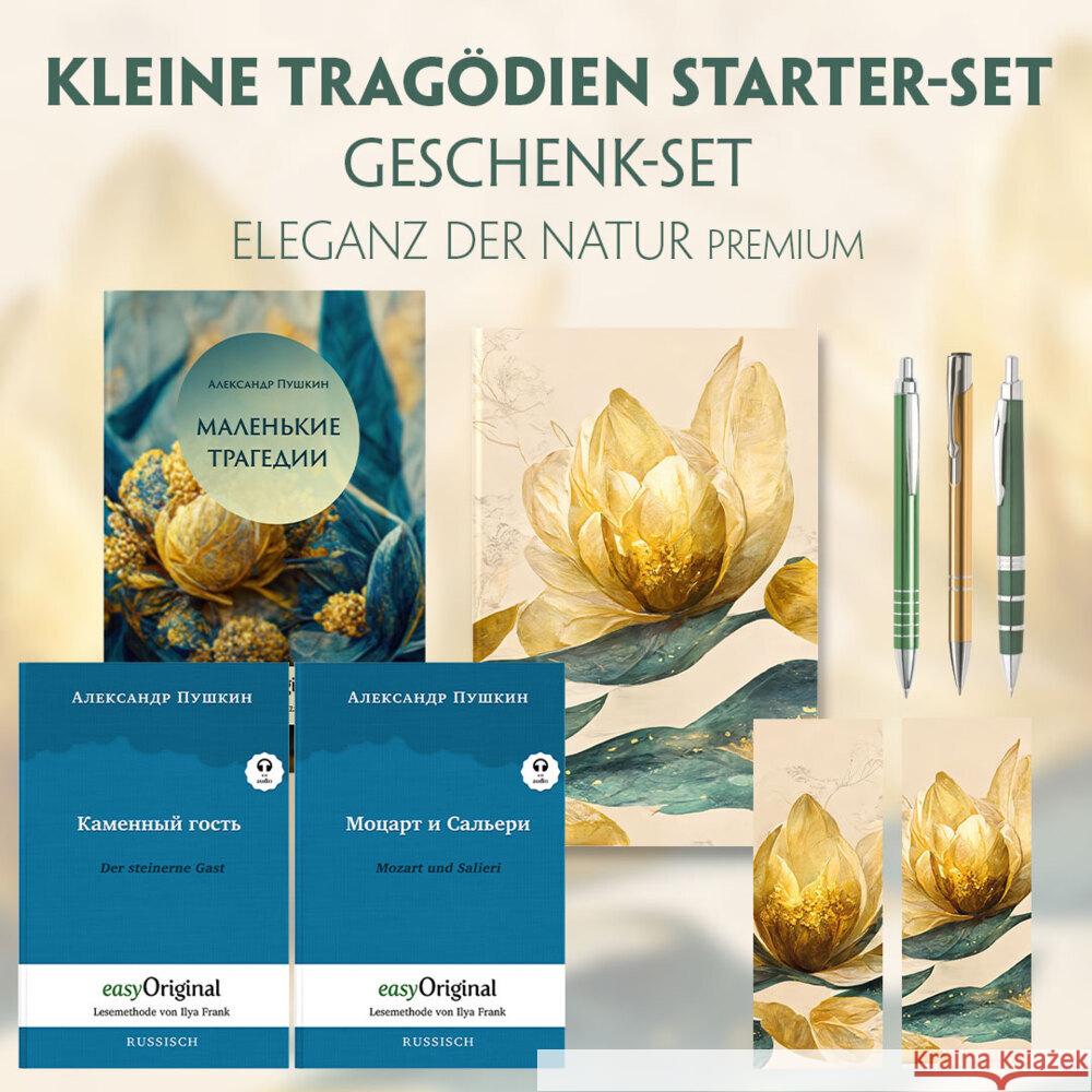 Kleine Tragödien Starter-Paket Geschenkset - 3 Bücher (mit Audio-Online) + Eleganz der Natur Schreibset Premium, m. 3 Beilage, m. 3 Buch Puschkin, Alexander 9783991680659 EasyOriginal
