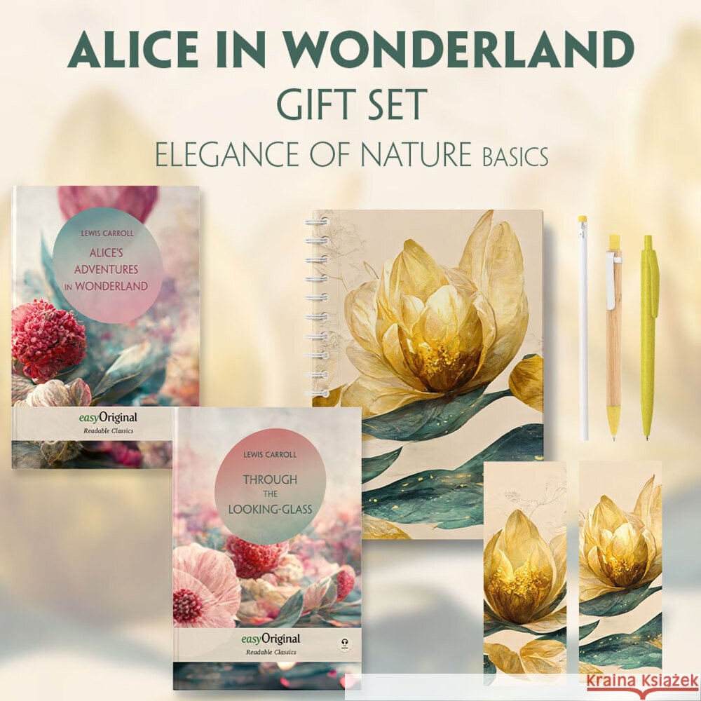 Alice in Wonderland Books-Set (with audio-online) Readable Classics Geschenkset + Eleganz der Natur Schreibset Basics, m. 2 Beilage, m. 2 Buch Carroll, Lewis 9783991681007
