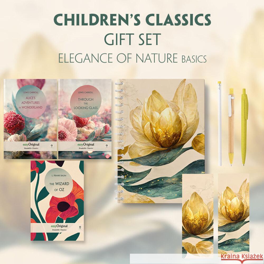 Children's Classics Books-Set (with audio-online) Readable Classics Geschenkset + Eleganz der Natur Schreibset Basics, m. 3 Beilage, m. 3 Buch Carroll, Lewis, Baum, L. Frank 9783991681168 EasyOriginal