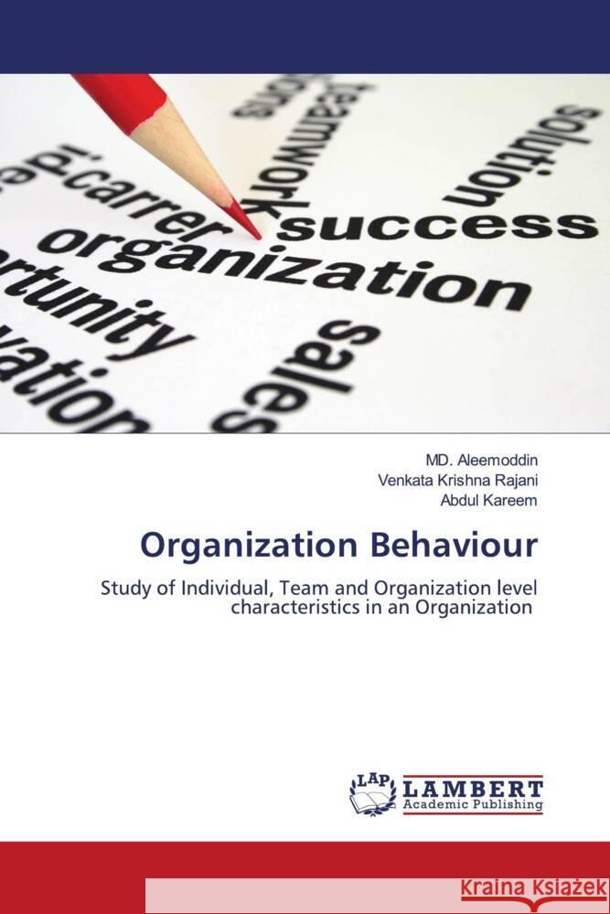 Organization Behaviour Aleemoddin, MD., Rajani, Venkata Krishna, Kareem, Abdul 9786202026673