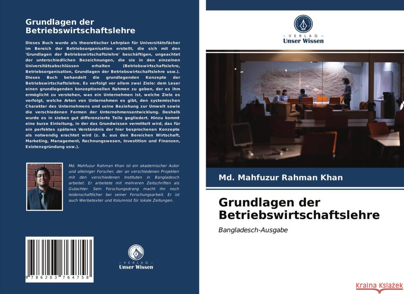 Grundlagen der Betriebswirtschaftslehre Khan, Md. Mahfuzur Rahman 9786203764758