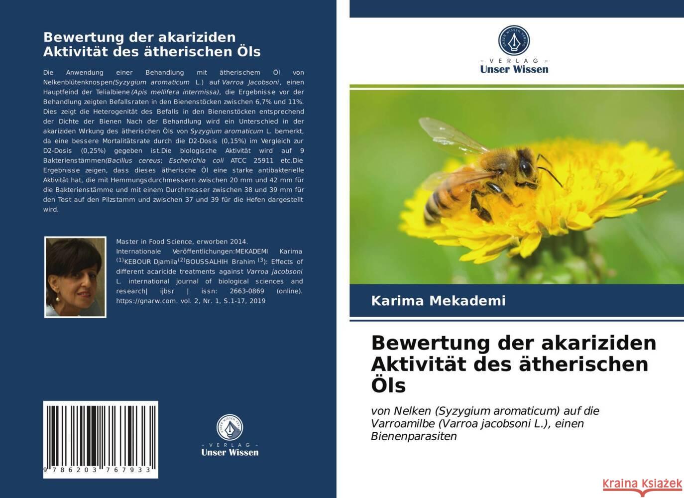 Bewertung der akariziden Aktivität des ätherischen Öls Mekademi, Karima 9786203767933