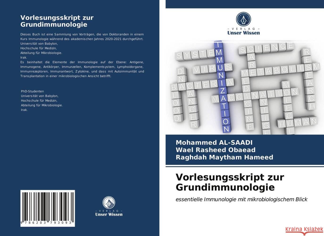 Vorlesungsskript zur Grundimmunologie Al-Sa'adi, Mohammed, Rasheed Obaead, Wael, Maytham Hameed, Raghdah 9786203793093