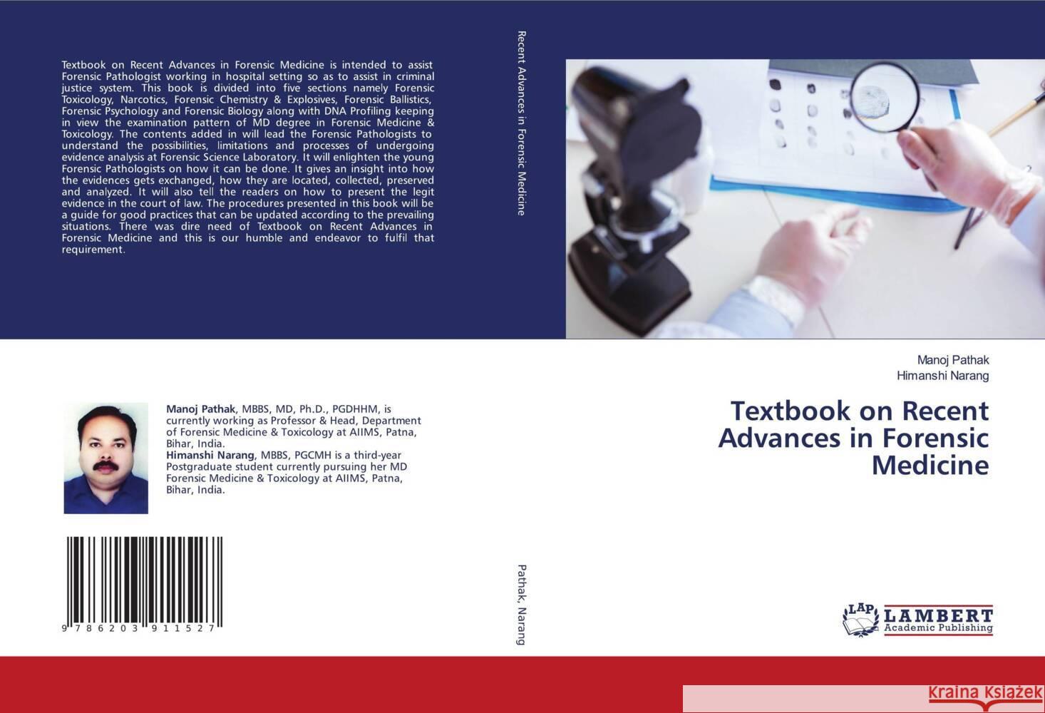 Textbook on Recent Advances in Forensic Medicine Pathak, Manoj, Narang, Himanshi 9786203911527 LAP Lambert Academic Publishing