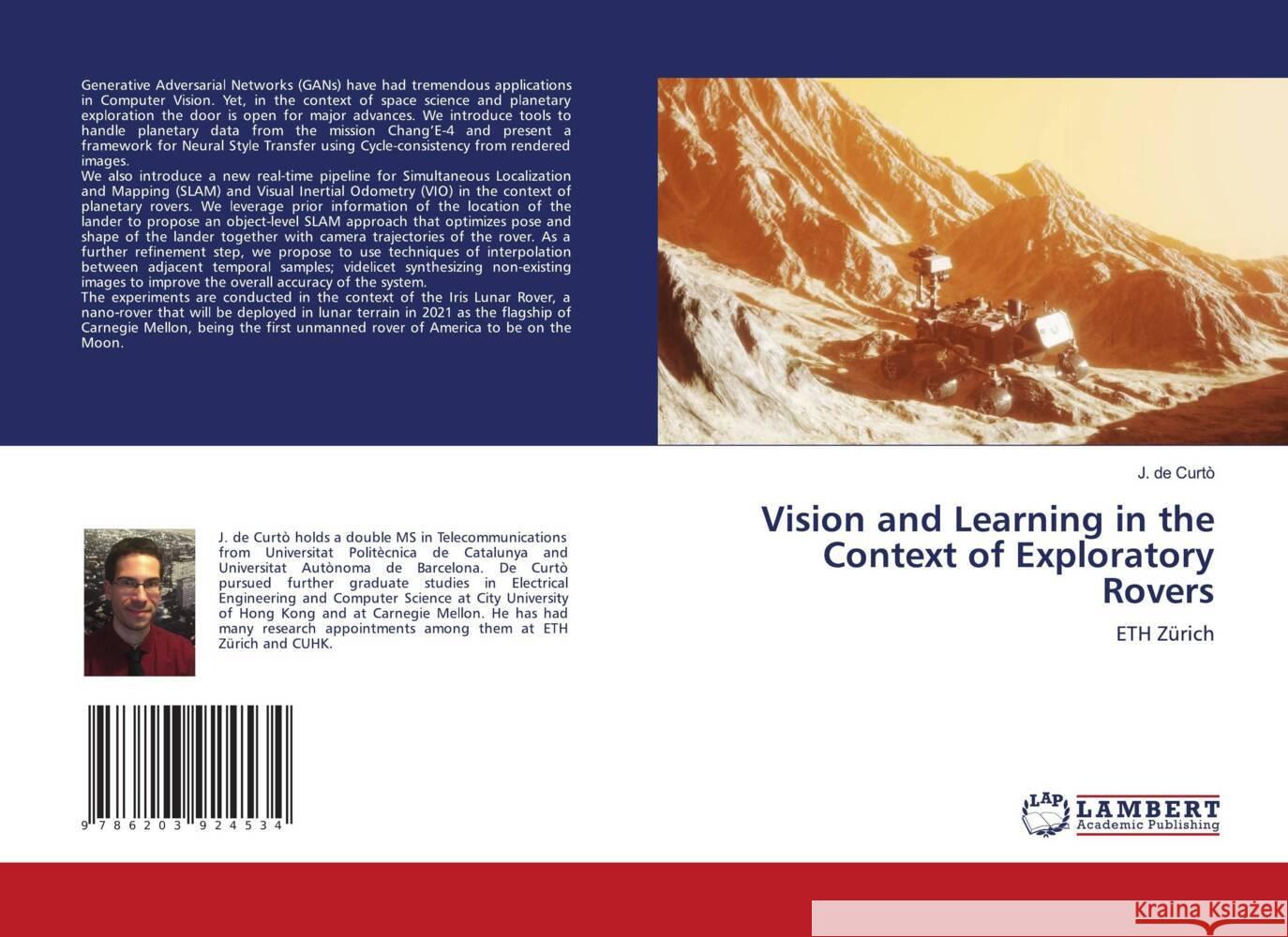 Vision and Learning in the Context of Exploratory Rovers de Curtò, J. 9786203924534