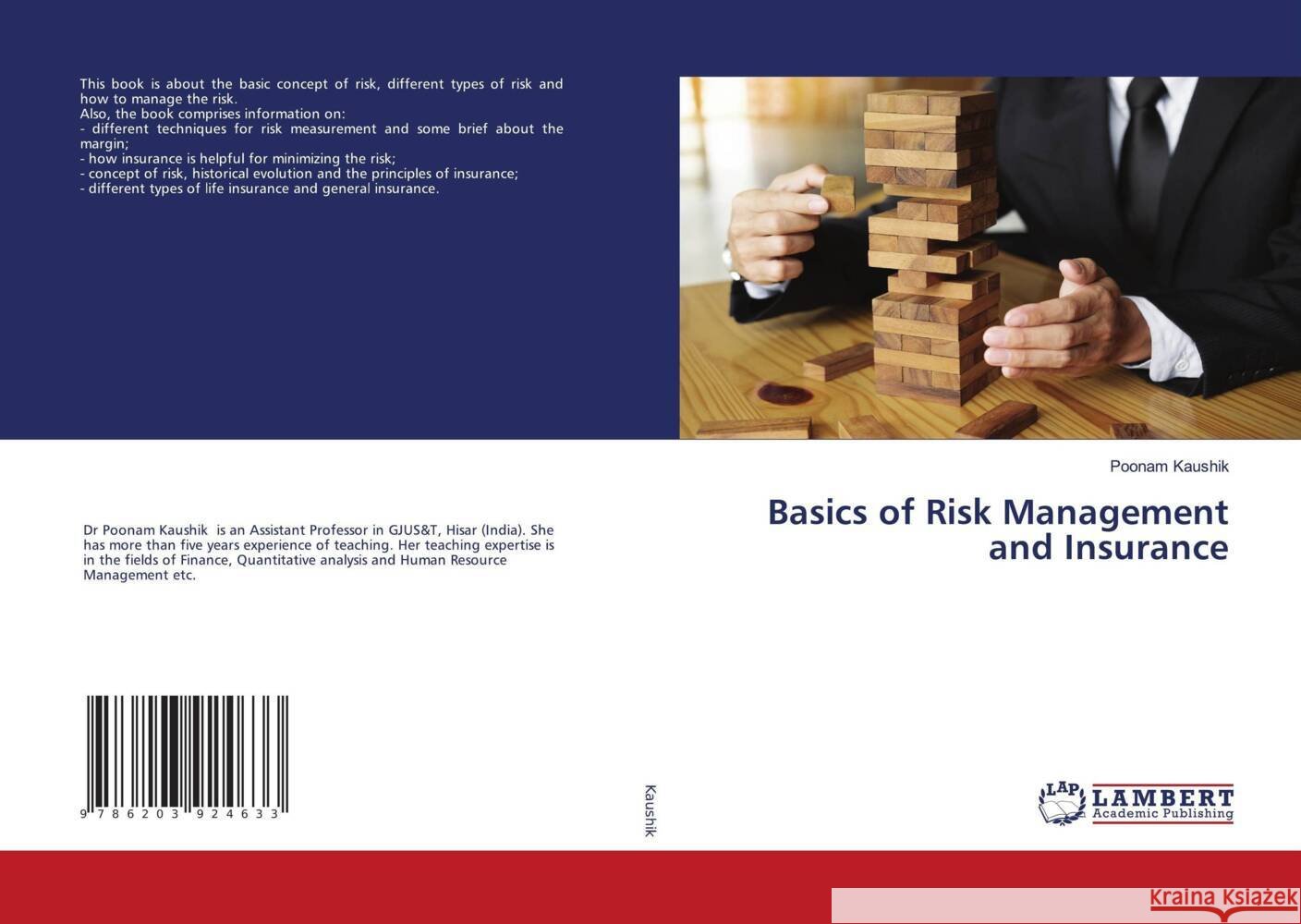 Basics of Risk Management and Insurance Kaushik, Poonam 9786203924633