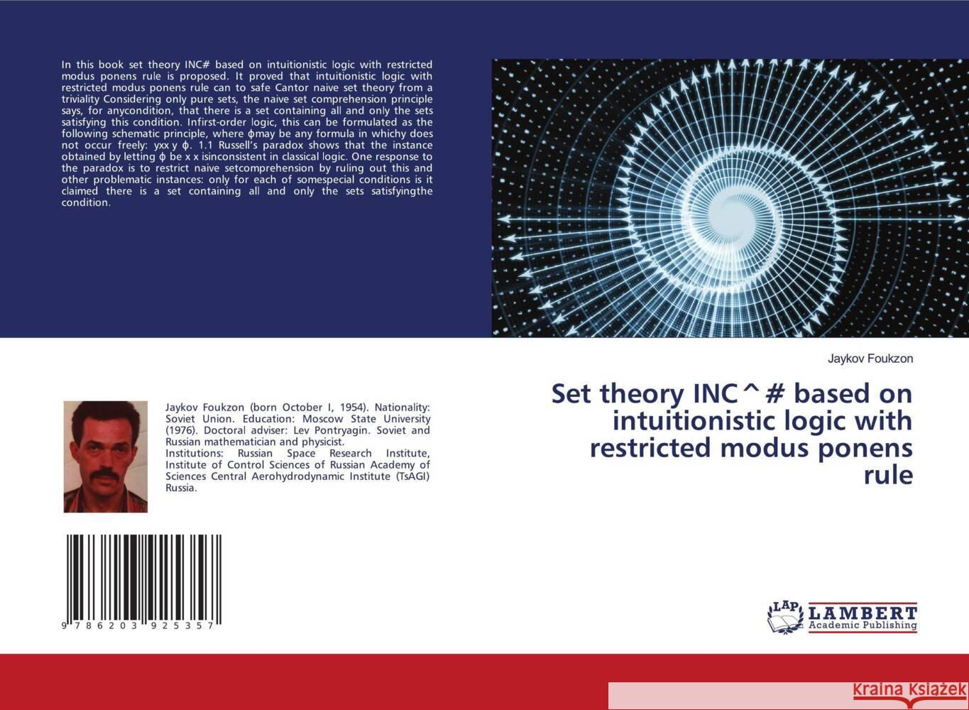 Set theory INC^# based on intuitionistic logic with restricted modus ponens rule Foukzon, Jaykov 9786203925357