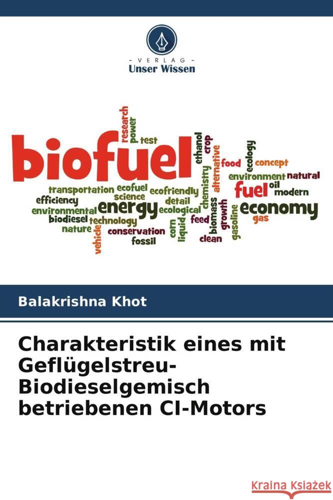 Charakteristik eines mit Geflügelstreu-Biodieselgemisch betriebenen CI-Motors Khot, Balakrishna 9786205483756