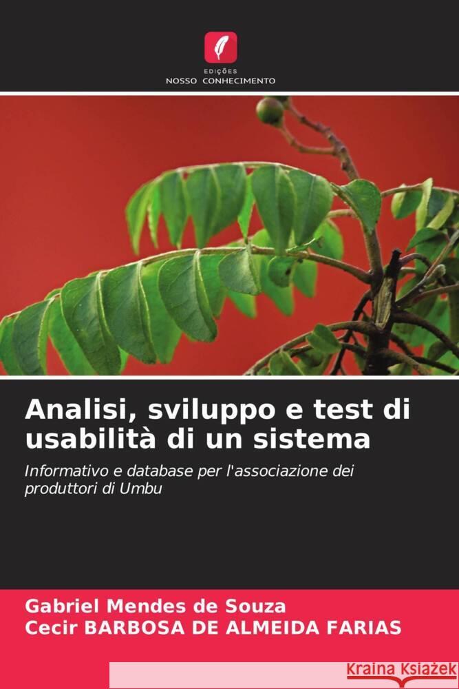 Analisi, sviluppo e test di usabilità di un sistema Mendes de Souza, Gabriel, Barbosa de Almeida Farias, Cecir 9786205807903