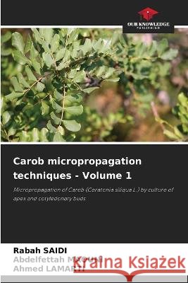 Carob micropropagation techniques - Volume 1 Rabah Saidi Abdelfettah Maouni Ahmed Lamarti 9786205924976