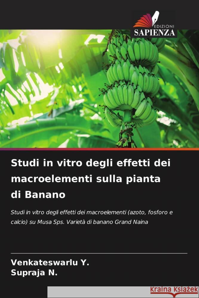 Studi in vitro degli effetti dei macroelementi sulla pianta di Banano Venkateswarlu Y Supraja N 9786207028696 Edizioni Sapienza