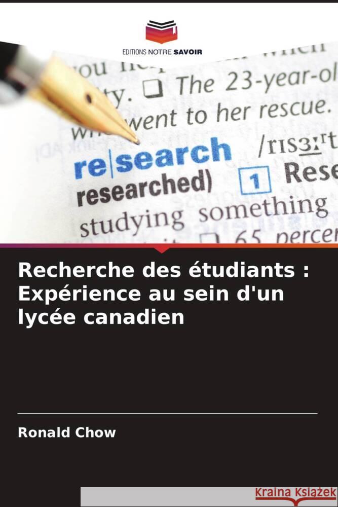 Recherche des étudiants : Expérience au sein d'un lycée canadien Chow, Ronald 9786208205461