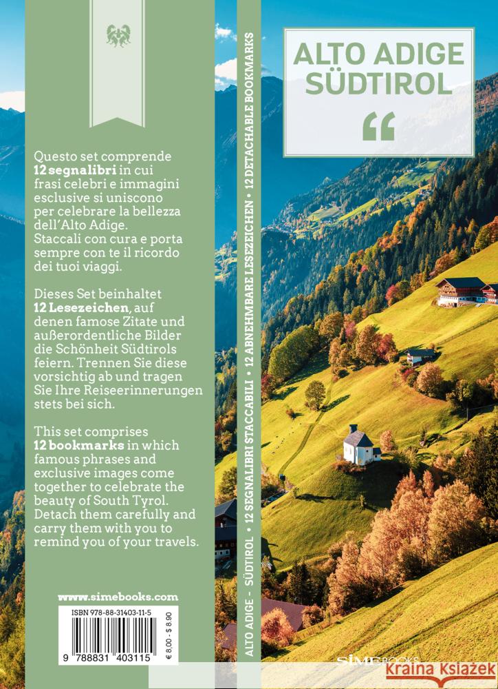 Lesezeichen-Set Alto Adige - Südtirol, 12 Teile Magris, Alberta 9788831403115 Sime Books