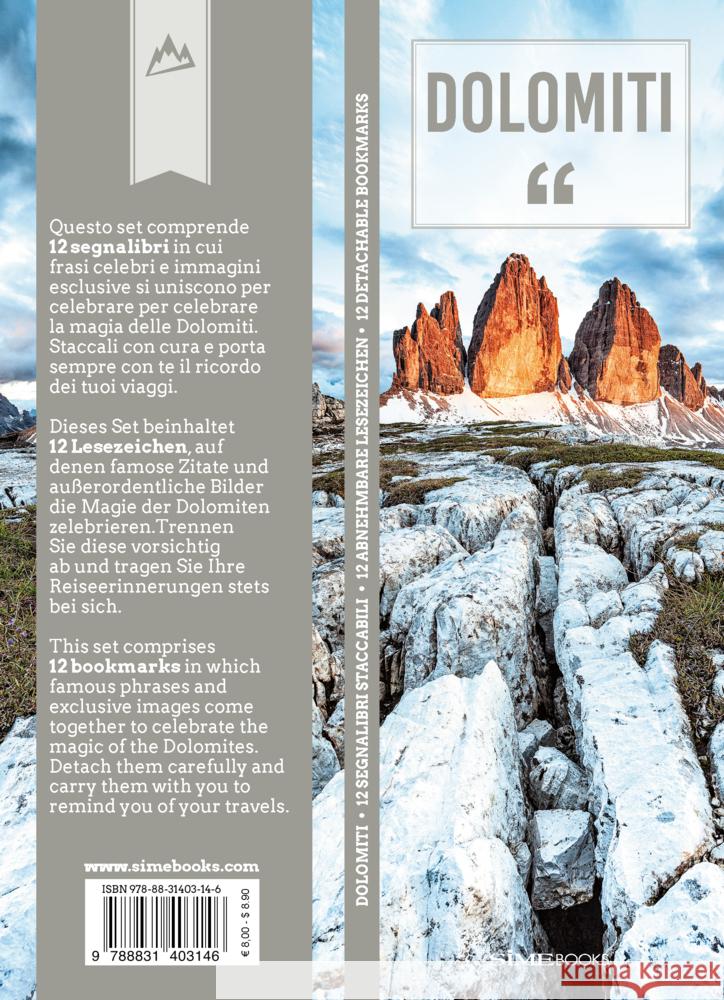 Lesezeichen-Set Dolomiti - Dolomiten, 12 Teile Magris, Alberta 9788831403146 Sime Books