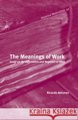 The Meanings of Work: Essay on the Affirmation and Negation of Work Ricardo Antunes 9789004234598