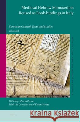 Medieval Hebrew Manuscripts Reused as Book-Bindings in Italy: European Genizah Texts and Studies, Volume 6 Mauro Perani 9789004470989 Brill