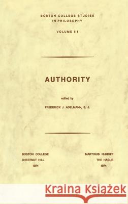 Authority F.J. Adelmann 9789024715947 Springer