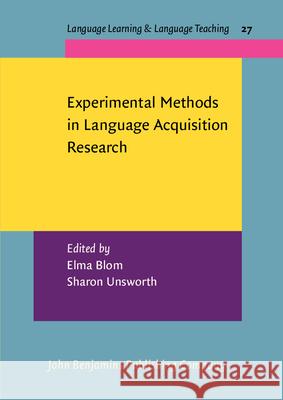 Experimental Methods in Language Acquisition Research  9789027219978 John Benjamins Publishing Co