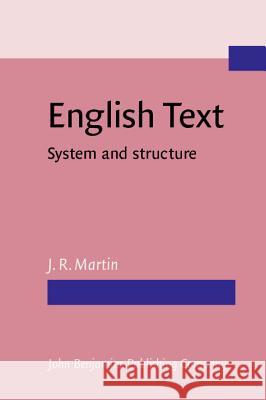 ENGLISH TEXT J. R. Martin 9789027221292 JOHN BENJAMINS PUBLISHING CO