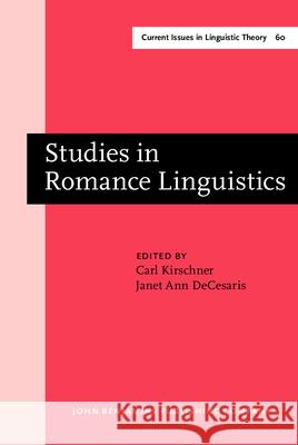 Studies in Romance Linguistics  9789027235541 John Benjamins Publishing Co
