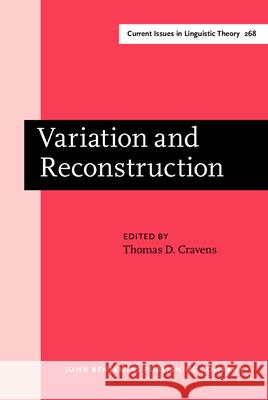 Variation and Reconstruction Thomas D. Cravens   9789027247827