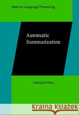 Automatic Summarization  9789027249852 John Benjamins Publishing Co