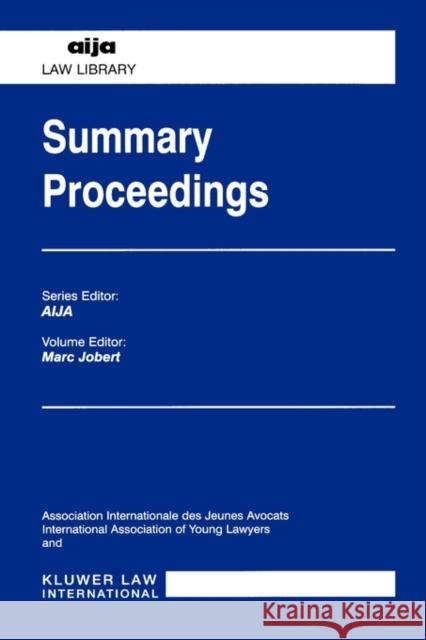 Summary Proceedings Marc Jobert 9789041112316 