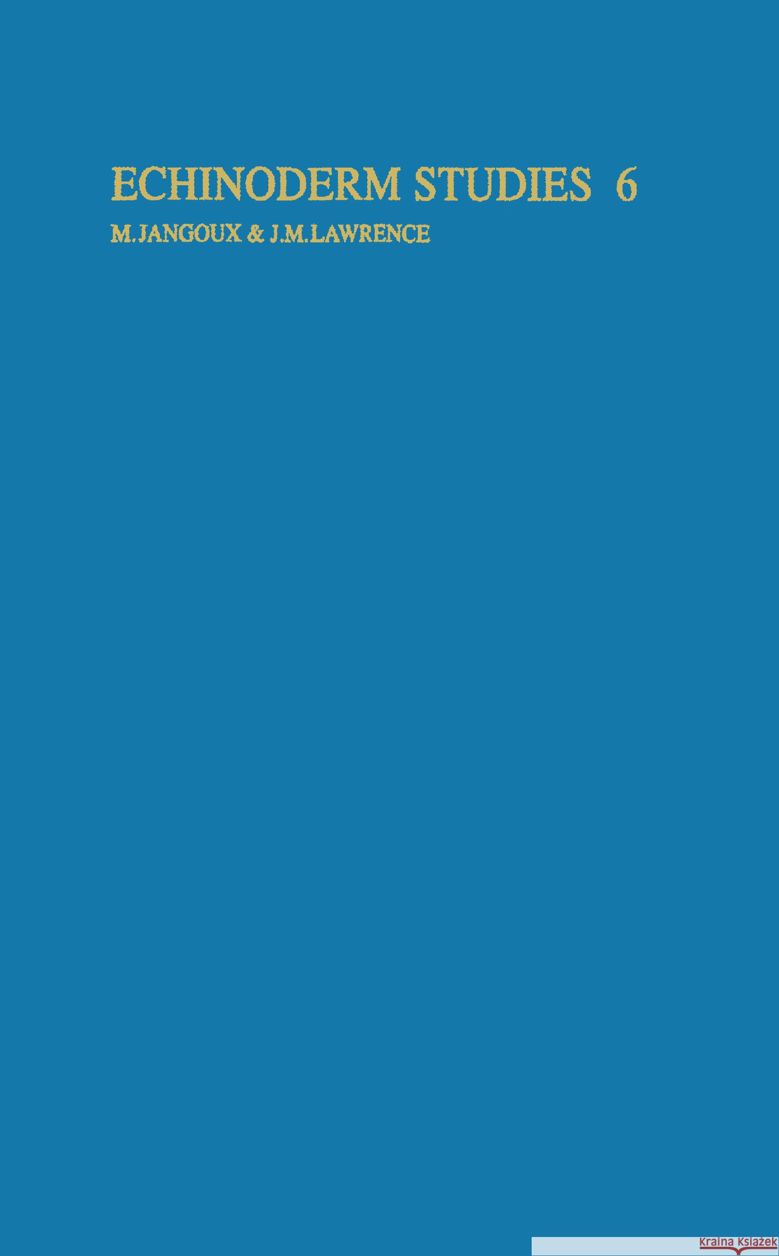 Echinoderm studies 6 (2001)    9789058093011 Taylor & Francis