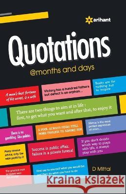 Quotations @months and days Dharmendra Mittal 9789326197144 Arihant Publication India Limited