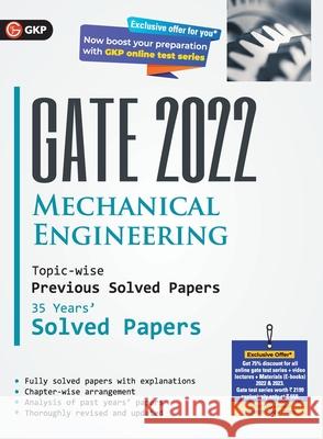Gate 2022 Mechanical Engineering - 35 Years Topic-Wise Previous Solved Papers G K Publications (P) Ltd 9789390820917 G. K. Publications