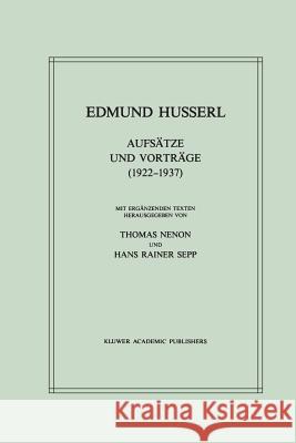 Aufsätze Und Vorträge (1922-1937) Nenon, Thomas 9789401076531 Springer