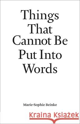 Things That Cannot Be Put Into Words: Marie-Sophie Beinke Marie-Sophie Beinke 9789464002225 Hopper & Fuchs