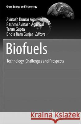 Biofuels: Technology, Challenges and Prospects Agarwal, Avinash Kumar 9789811099663 Springer