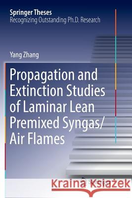 Propagation and Extinction Studies of Laminar Lean Premixed Syngas/Air Flames Yang Zhang 9789811351822 Springer