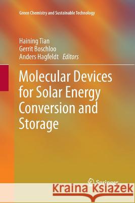 Molecular Devices for Solar Energy Conversion and Storage Haining Tian Gerrit Boschloo Anders Hagfeldt 9789811355257 Springer