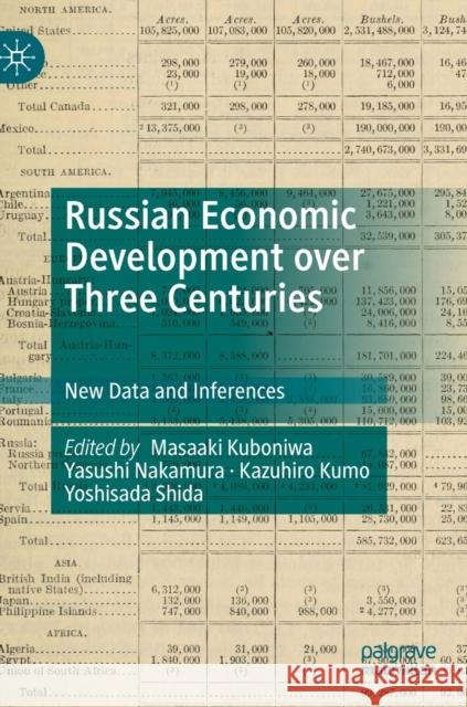 Russian Economic Development Over Three Centuries: New Data and Inferences Kuboniwa, Masaaki 9789811384288 Palgrave MacMillan