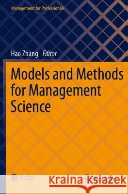 Models and Methods for Management Science  9789811916168 Springer Nature Singapore