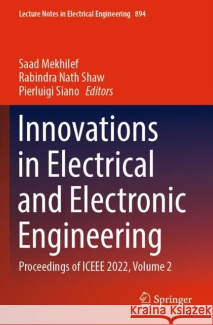 Innovations in Electrical and Electronic Engineering  9789811916793 Springer Nature Singapore