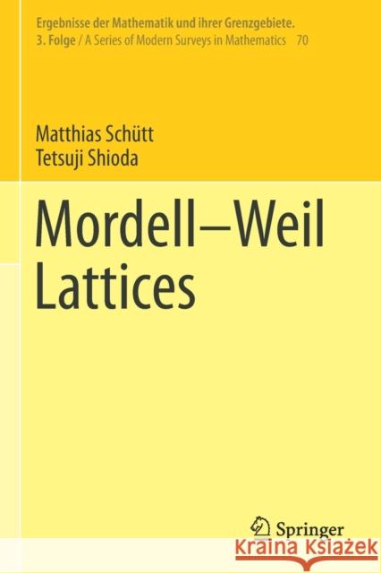 Mordell-Weil Lattices Sch Tetsuji Shioda 9789813293038 Springer