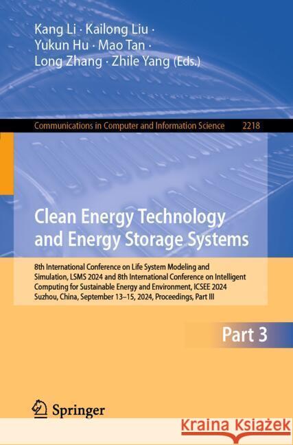 Clean Energy Technology and Energy Storage Systems  9789819602315 Springer