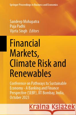 Financial Markets, Climate Risk and Renewables  9789819766864 Springer