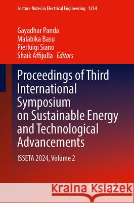 Proceedings of Third International Symposium on Sustainable Energy and Technological Advancements  9789819770175 Springer