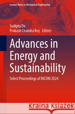 Advances in Energy and Sustainability: Select Proceedings of Incom 2024 Sudipta de Prokash Chandra Roy 9789819773077 Springer