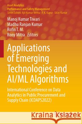 Applications of Emerging Technologies and AI/ML Algorithms  9789819910212 Springer Nature Singapore