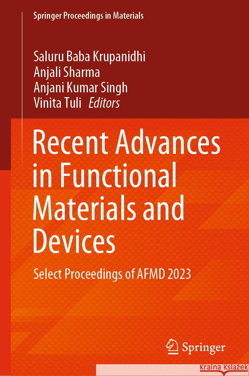 Recent Advances in Functional Materials and Devices  9789819967650 Springer Nature Singapore