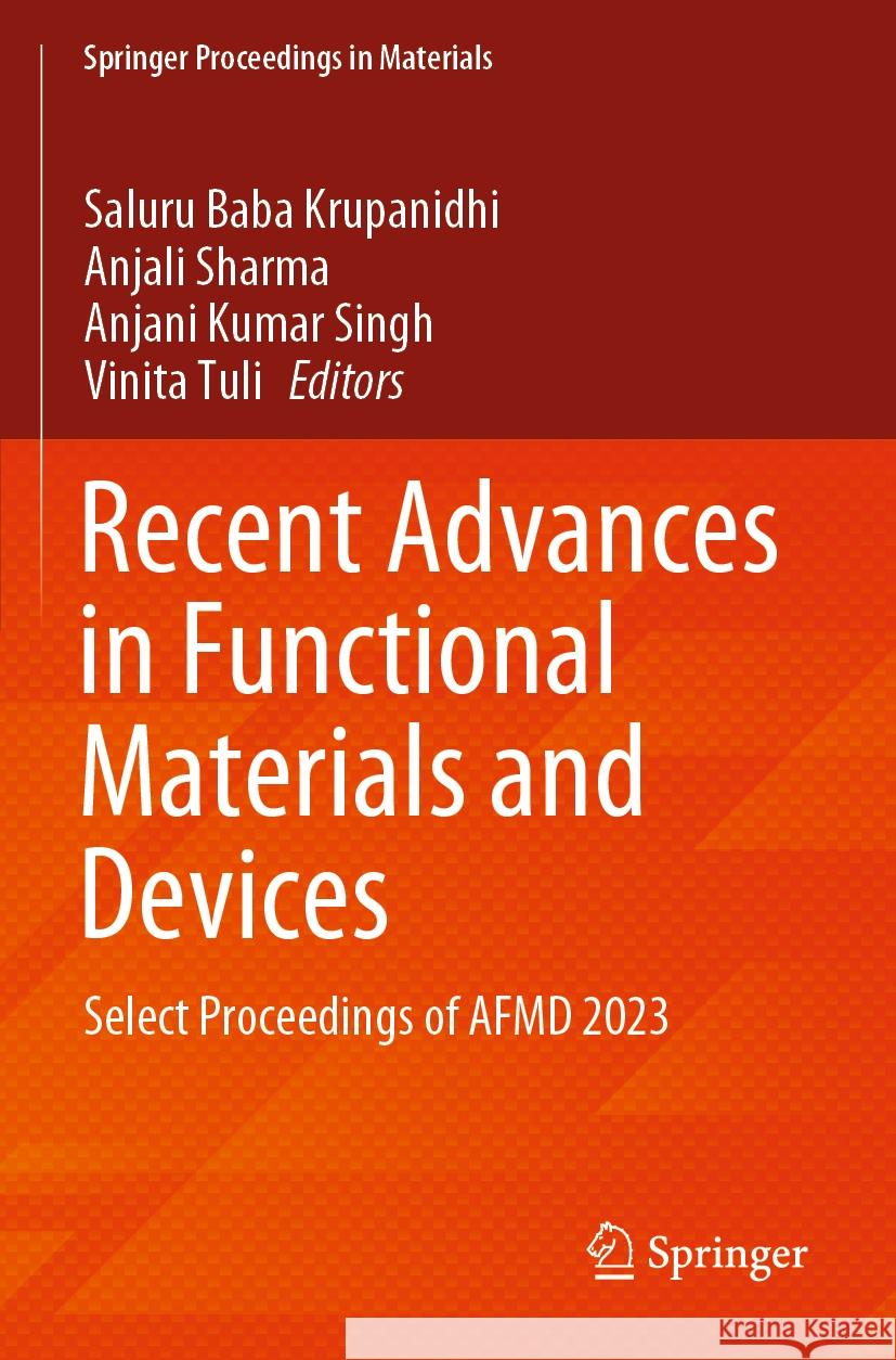 Recent Advances in Functional Materials and Devices  9789819967681 Springer Nature Singapore