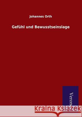 Gefühl und Bewusstseinslage Orth, Johannes 9789925000005 Salzwasser-Verlag Gmbh