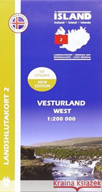 West Iceland Map 1: 200 000: Regional map 2: 2013  9789979333777 Mal Og Menning,Iceland